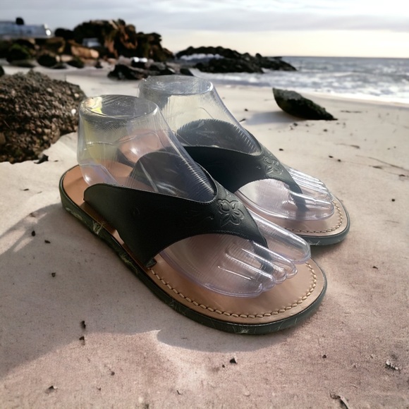 MUNRO SPORT Women’s Black Leather Thong Sculpted Collection Size 7 - Picture 2 of 13